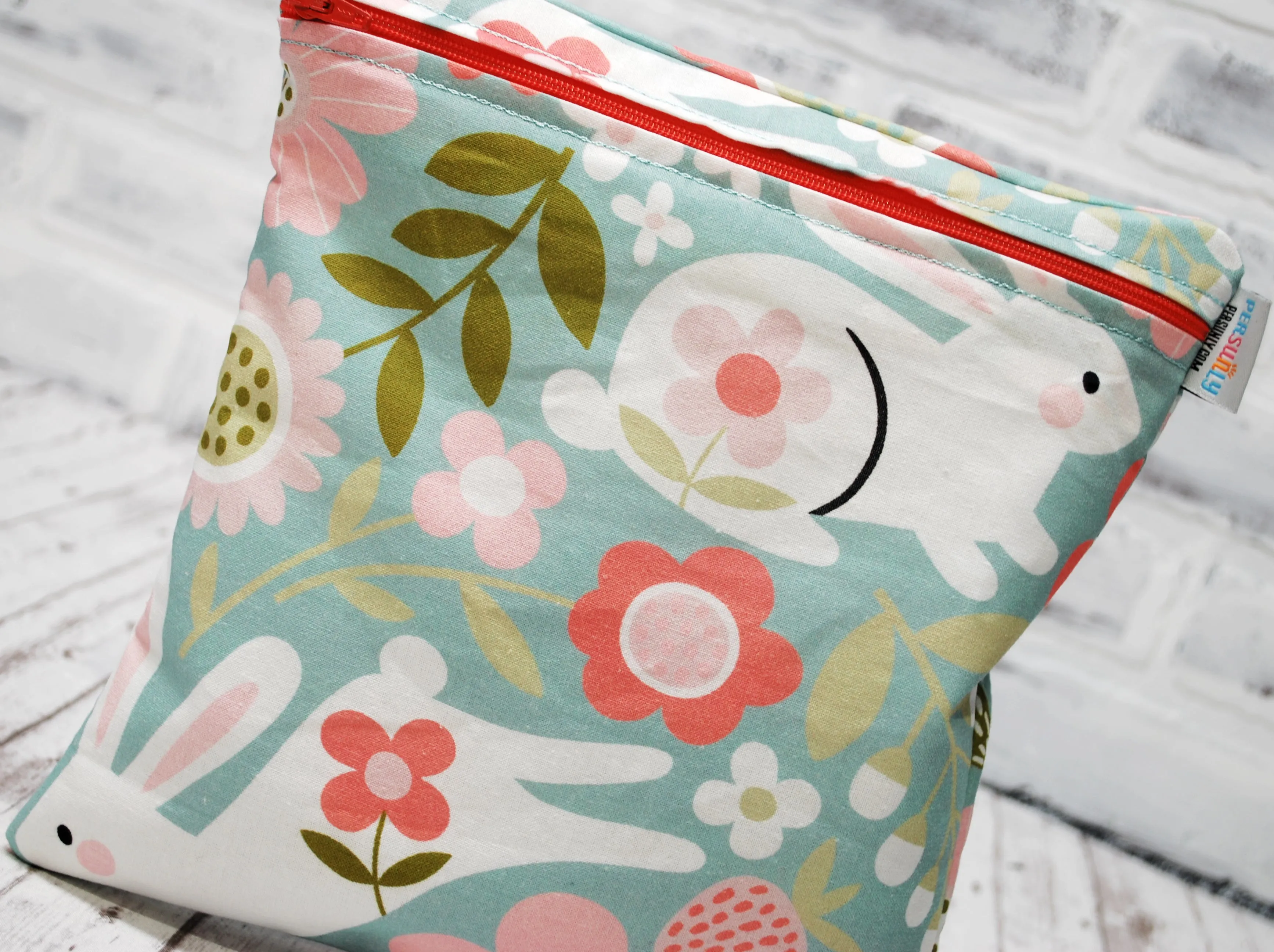 Folk Floral Bunny Personalized Reusable Bag