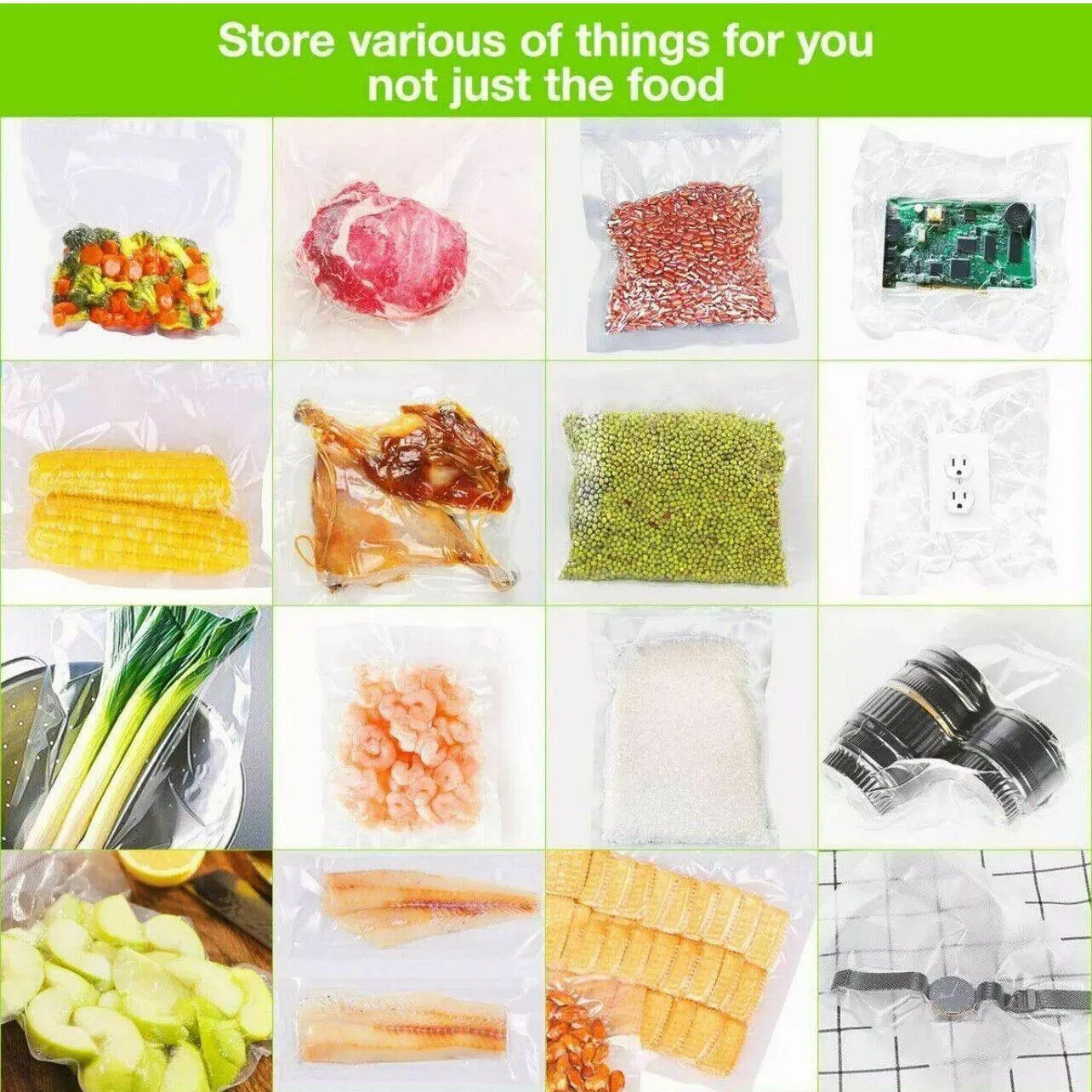 Food Vacuum Sealed Bags 2/10 Rolls PE&PA Clear