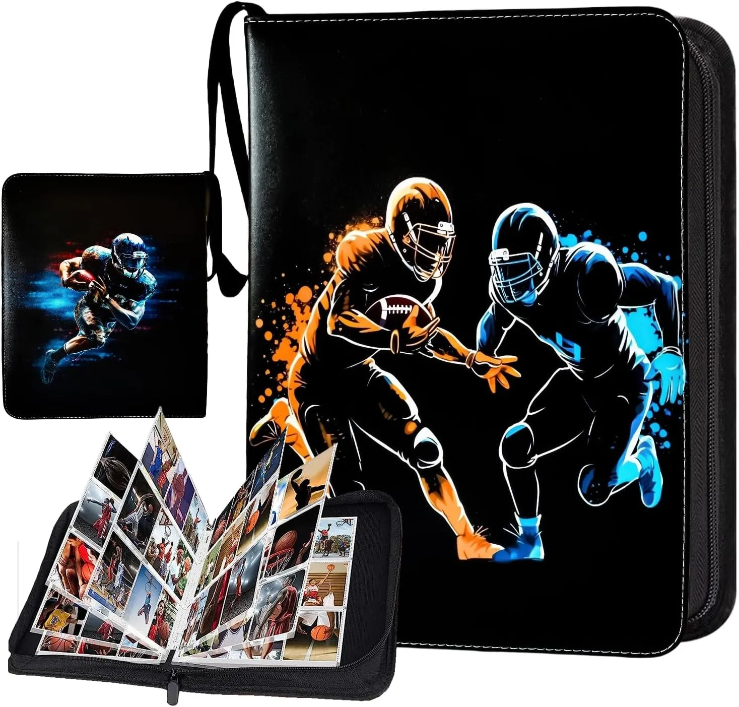 Football card binder, trading card binder, card binder, 9 Pocket with 40 Removable Sleeves, football card, binder football, collectible card, collectible card albums football card book 720 Pockets