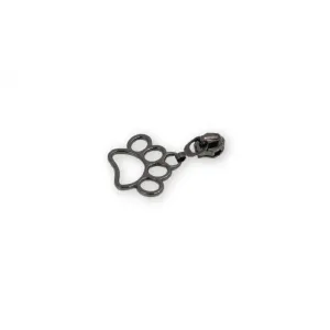 Four #5 Paw Print Zipper Pulls- Gunmetal