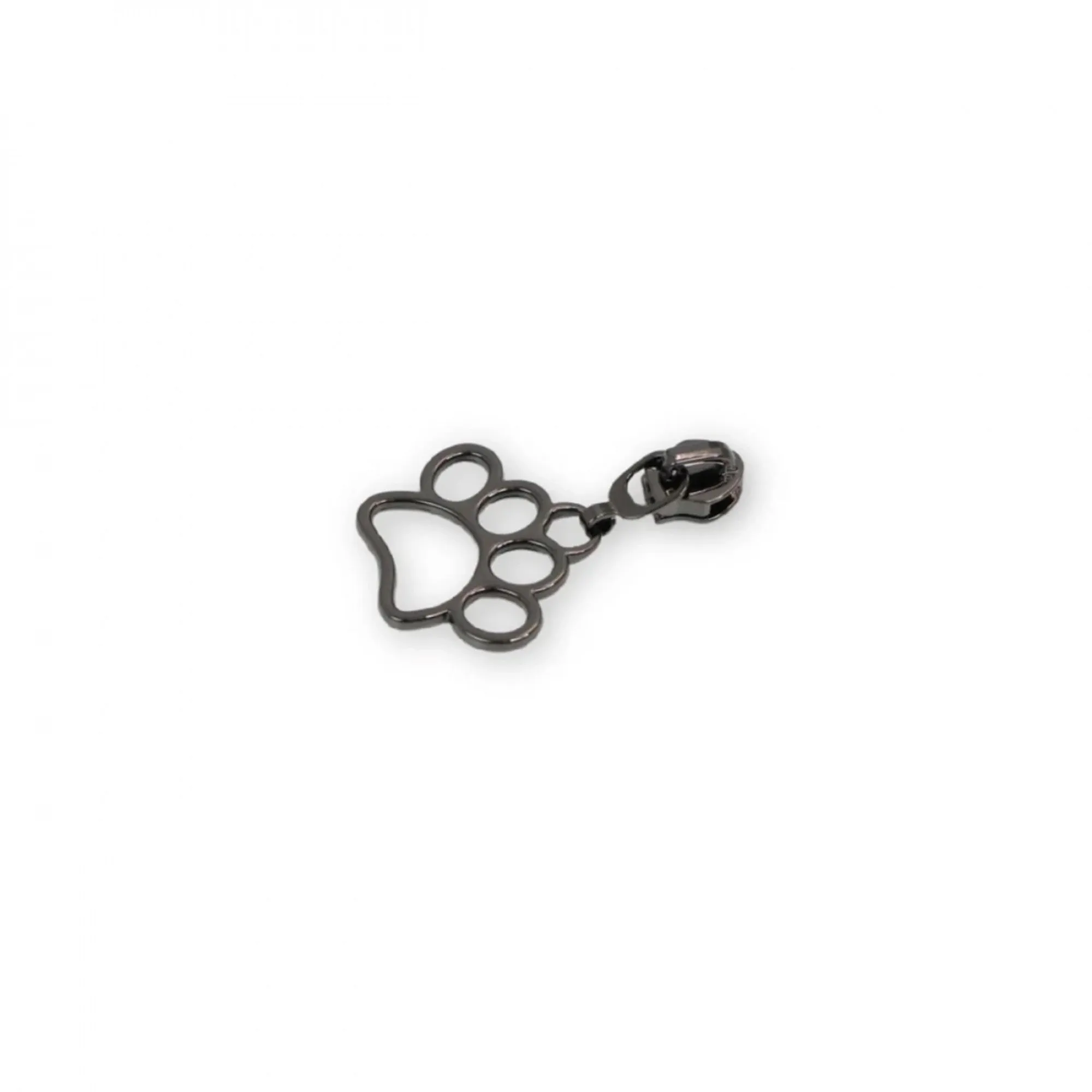 Four #5 Paw Print Zipper Pulls- Gunmetal