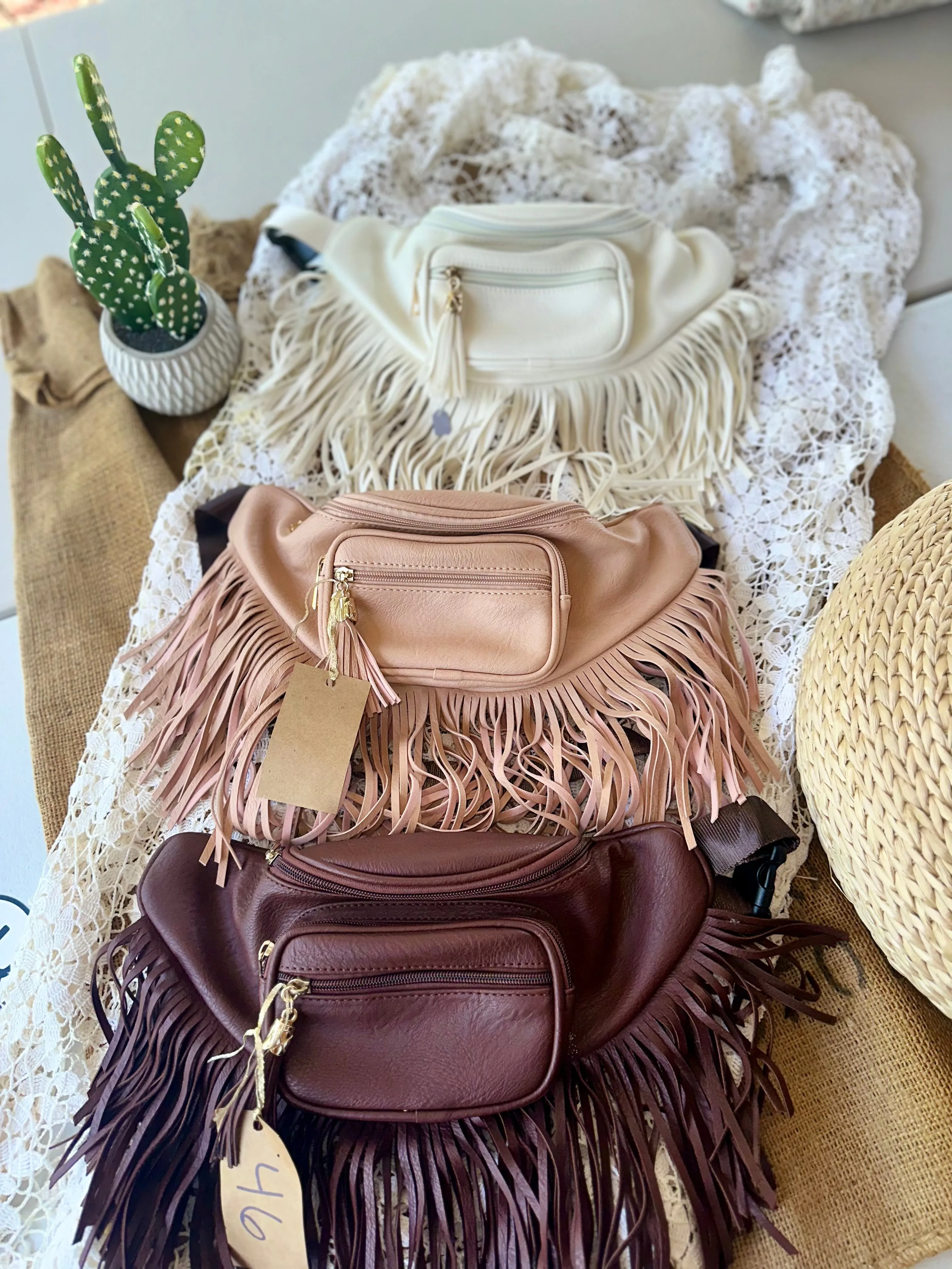 Fringe belt bags