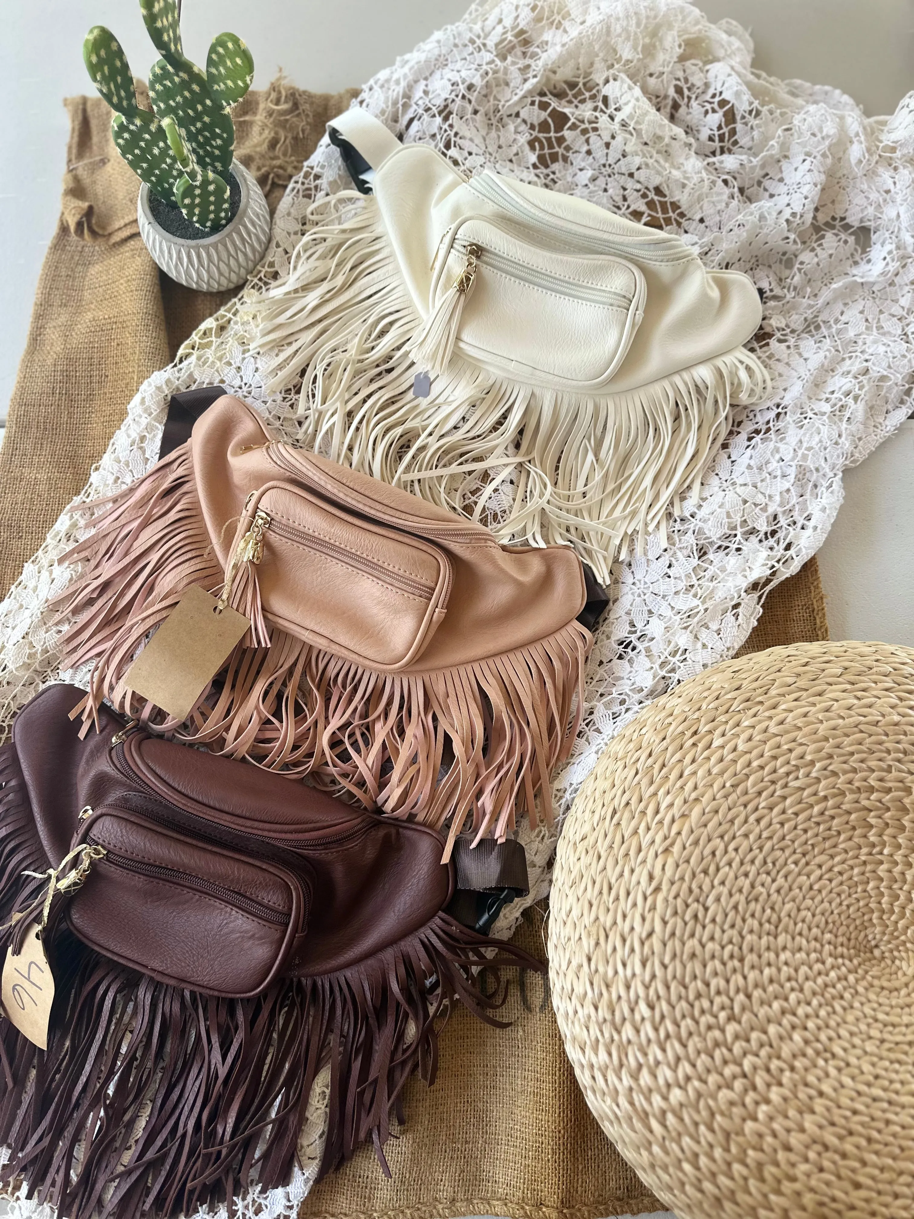 Fringe belt bags