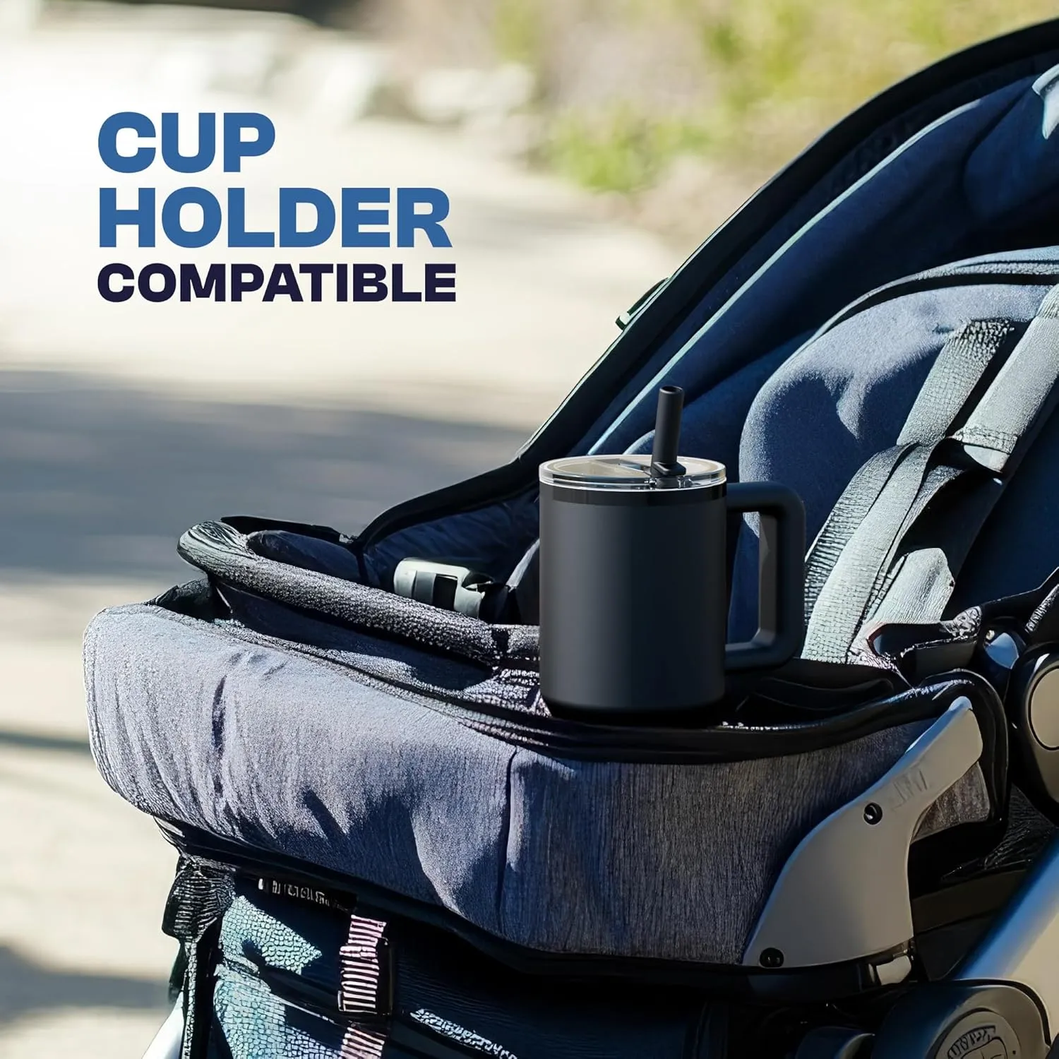 Frost Buddy Thicc Buddy - 16 oz Stainless Steel Vacuum Insulated Tumbler with Lid and Straw for Water - Travel Mug Cupholder Friendly - Gifts for Women Men Him Her (Black)