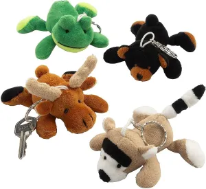 Fun Express 4 3/4" Mini Woodland Animal Stuffed Characters Keychain Assortment - 12 Pieces