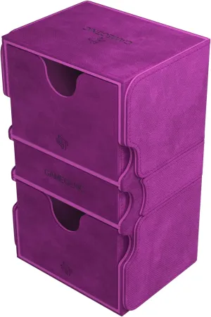Gamegenic Stronghold 200  XL Convertible Deck Box | Double-Sleeved | Card Game Protector with Accessories Drawer | Nexofyber Surface | Holds up to 200 Cards | Purple | Made by Gamegenic (GGS20113ML)