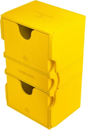 Gamegenic Stronghold 200  XL Convertible Deck Box | Double-Sleeved | Card Game Protector with Accessories Drawer | Nexofyber Surface | Holds up to 200 Cards | Yellow Color | Made