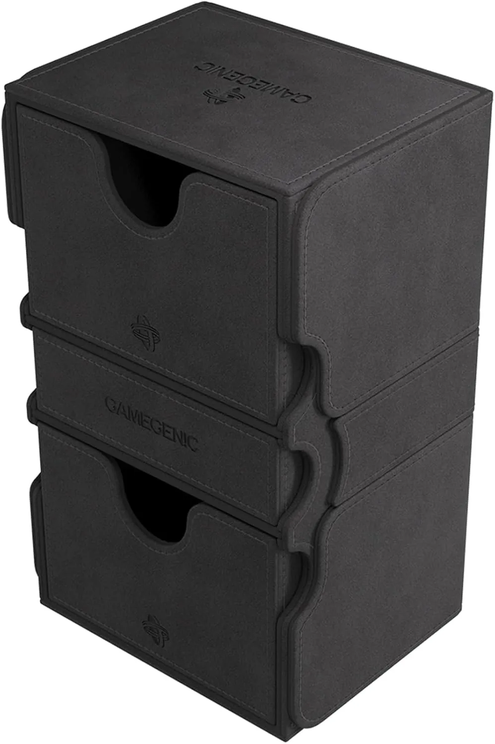 Gamegenic Stronghold 200  XL Convertible Deck Box | Double-Sleeved Card Storage | Card Game Protector with Accessories Drawer | Nexofyber Surface | Holds up to 200 Cards | Black Color | Made
