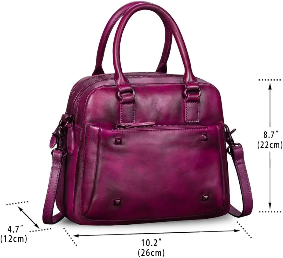 Genuine Leather Satchels for Women Top Handle Bags Handmade Vintage Crossbody Bag Purses Shoulder Bag