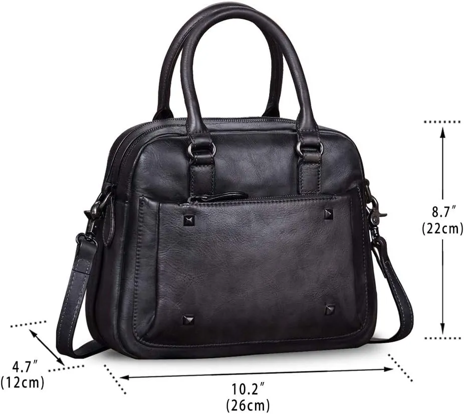 Genuine Leather Satchels for Women Top Handle Bags Handmade Vintage Crossbody Bag Purses Shoulder Bag