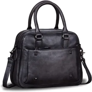 Genuine Leather Satchels for Women Top Handle Bags Handmade Vintage Crossbody Bag Purses Shoulder Bag