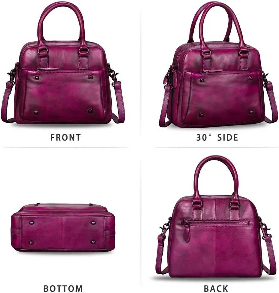 Genuine Leather Satchels for Women Top Handle Bags Handmade Vintage Crossbody Bag Purses Shoulder Bag