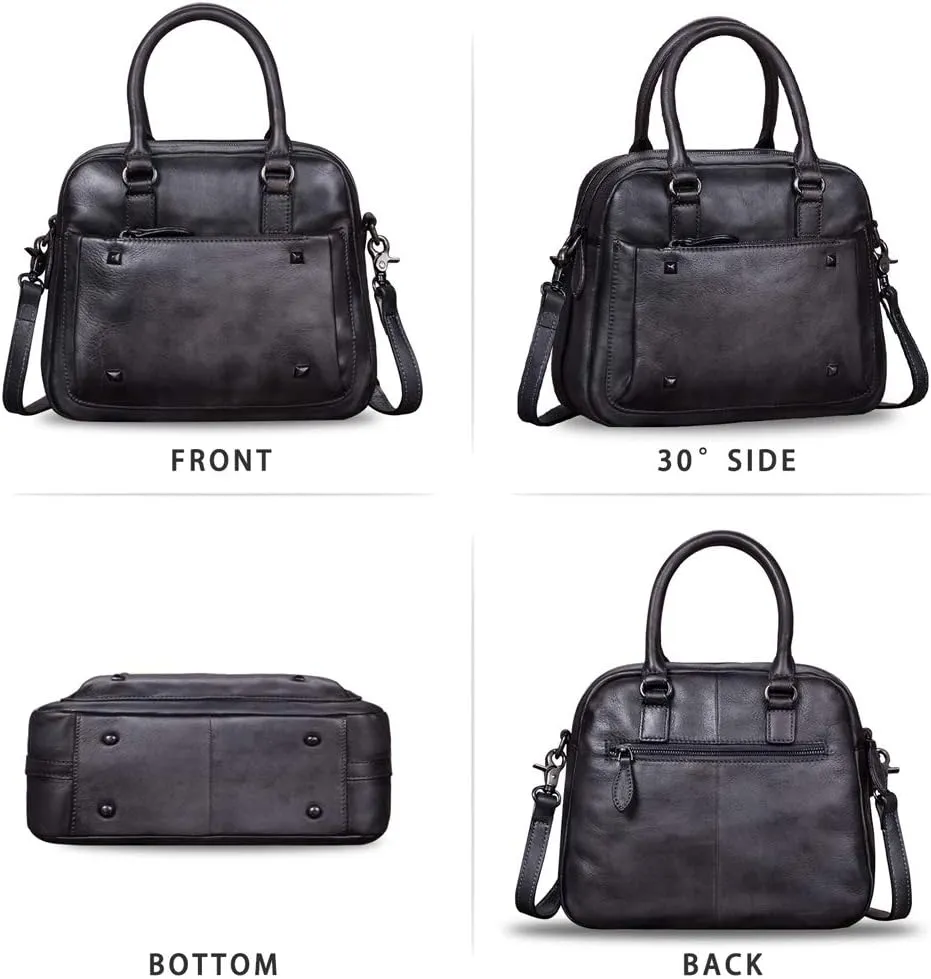 Genuine Leather Satchels for Women Top Handle Bags Handmade Vintage Crossbody Bag Purses Shoulder Bag