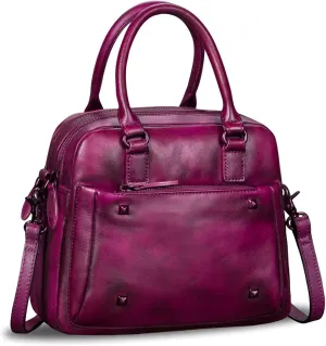 Genuine Leather Satchels for Women Top Handle Bags Handmade Vintage Crossbody Bag Purses Shoulder Bag