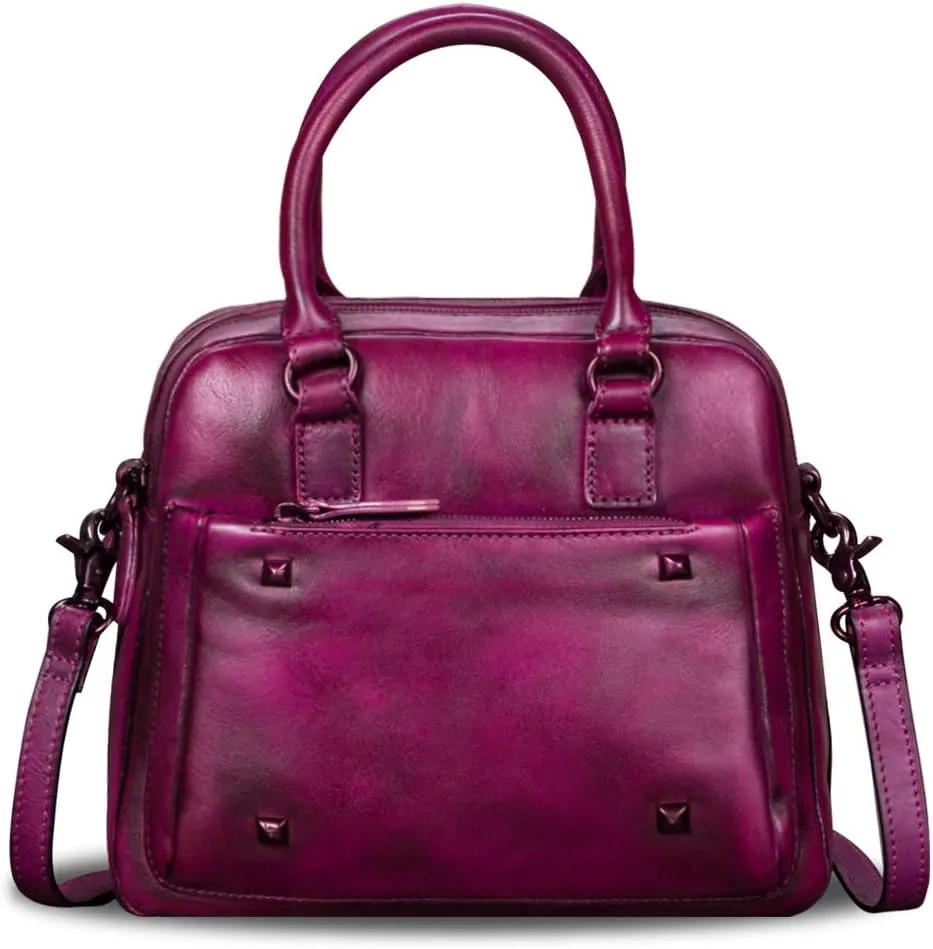 Genuine Leather Satchels for Women Top Handle Bags Handmade Vintage Crossbody Bag Purses Shoulder Bag