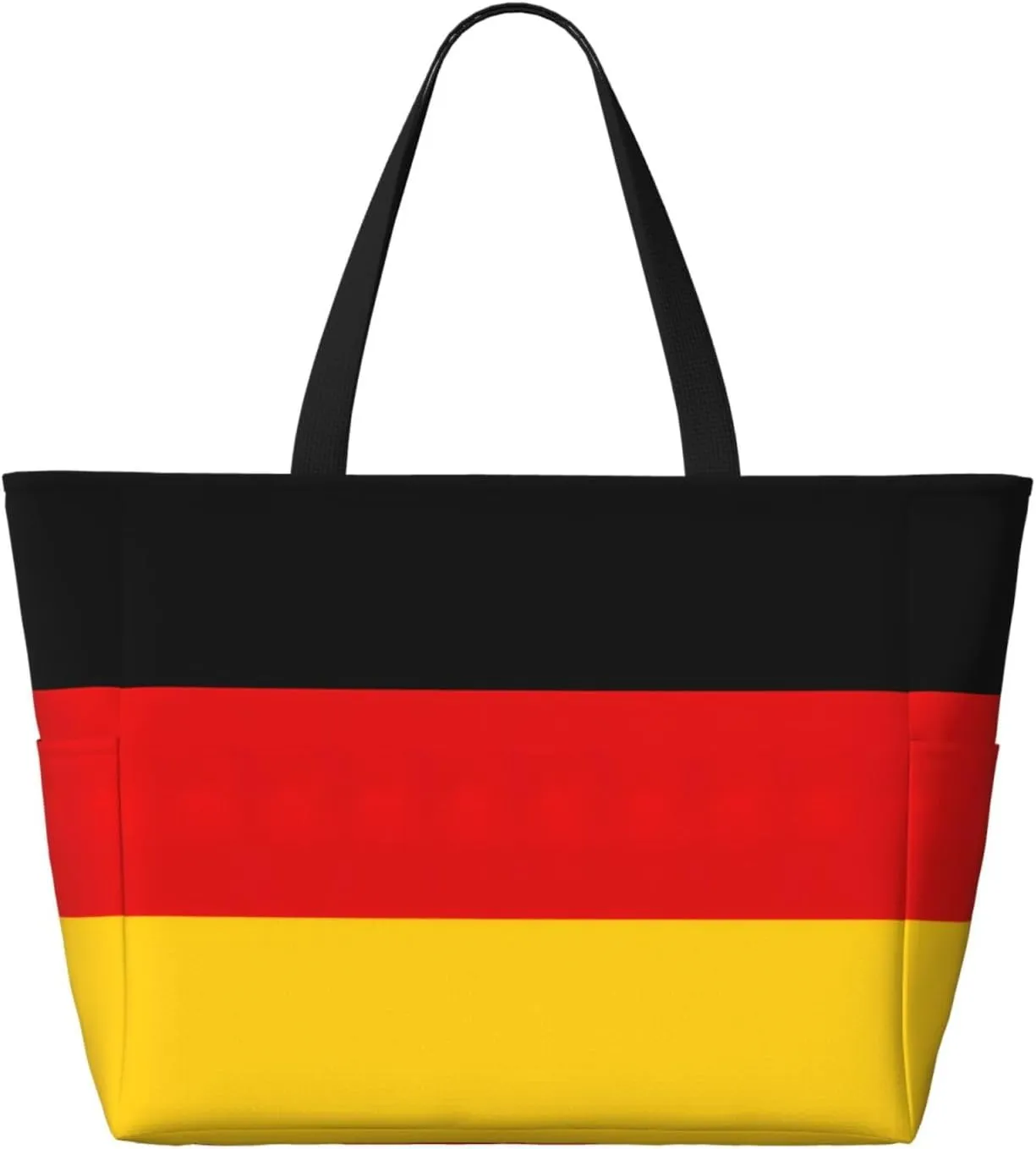 German Flag Beach Tote Bags For Women Travel Totes Bag Handbag With Zipper And Pockets For Travel Vacation