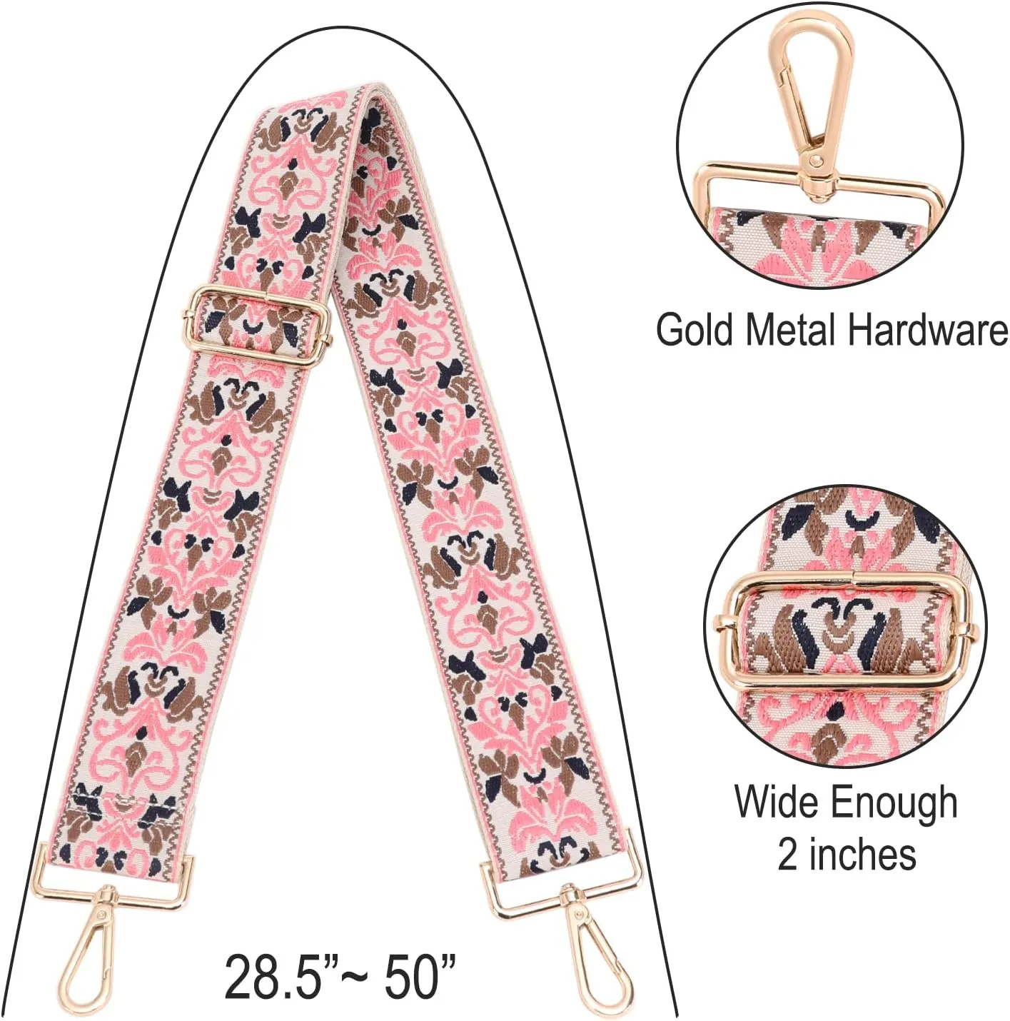 GINJKGO Purse Straps Replacement Crossbody - Adjustable Bag Strap for Purses, Wide Shoulder Strap for Women Guitar Purses