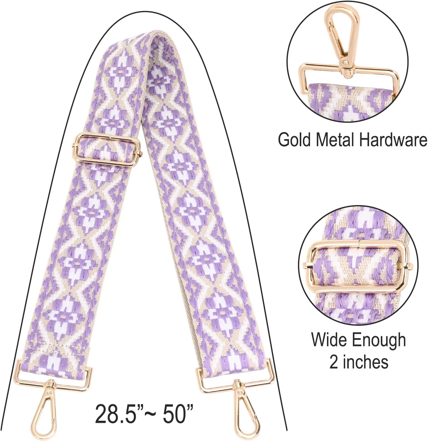 GINJKGO Purse Straps Replacement Crossbody - Adjustable Bag Strap for Purses, Wide Shoulder Strap for Women Guitar Purses