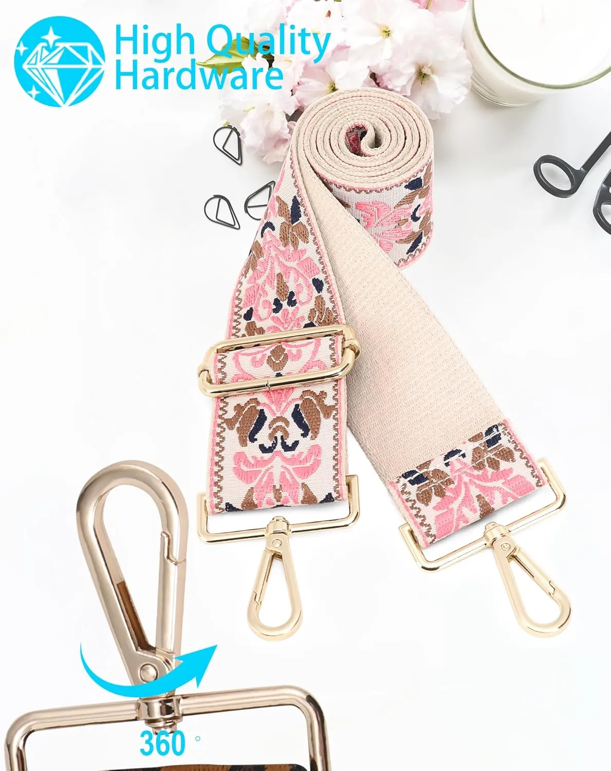 GINJKGO Purse Straps Replacement Crossbody - Adjustable Bag Strap for Purses, Wide Shoulder Strap for Women Guitar Purses