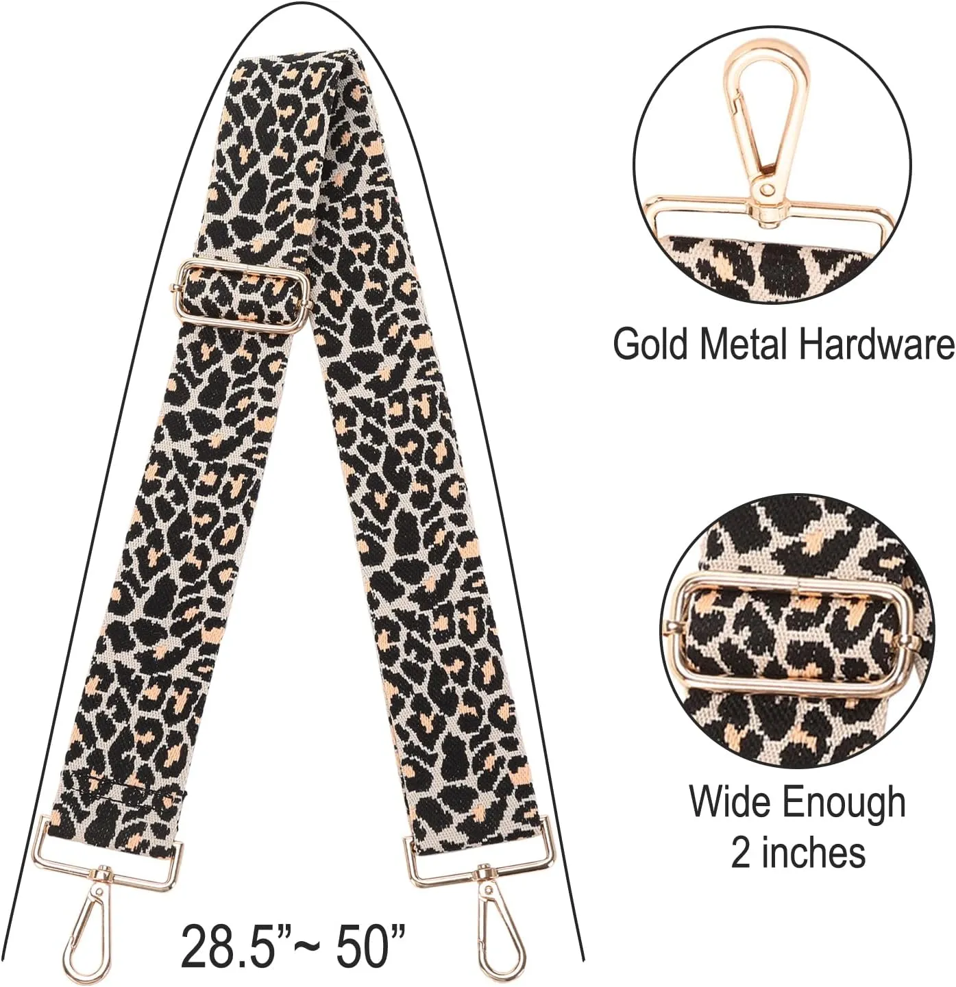 GINJKGO Purse Straps Replacement Crossbody - Adjustable Bag Strap for Purses, Wide Shoulder Strap for Women Guitar Purses