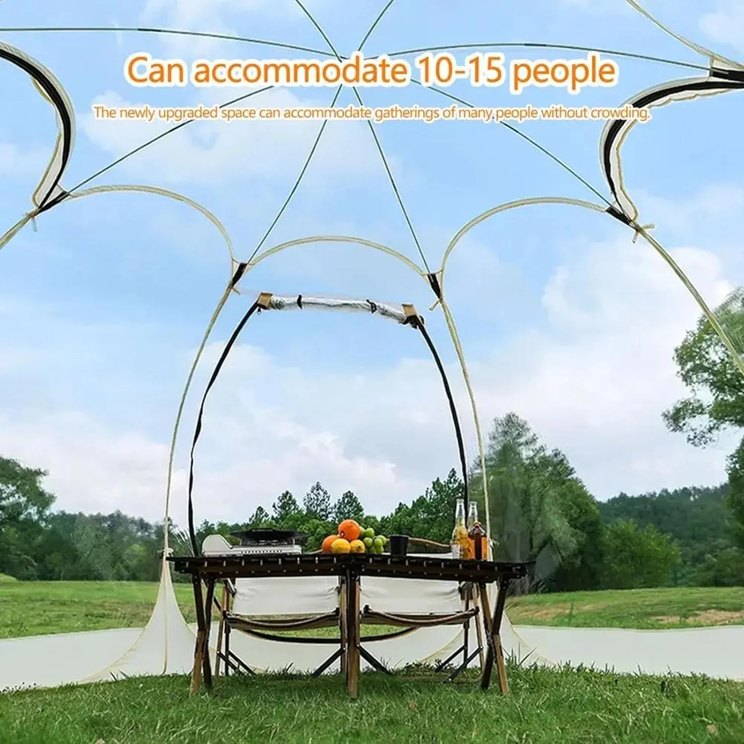 Glamping Tent Bell Tent, 4 Seasons Yurt Tent Luxury Canvas Tents for Family Camping Outdoor Hunting Party - Breathable Hot Tent for 4/8 Person