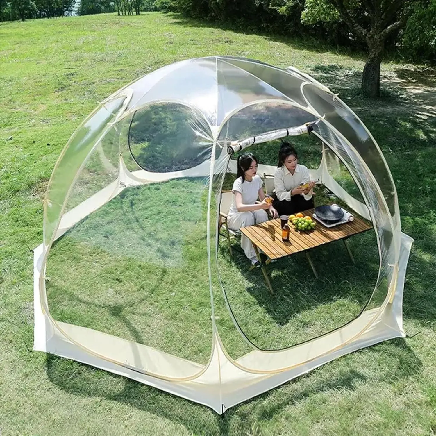 Glamping Tent Bell Tent, 4 Seasons Yurt Tent Luxury Canvas Tents for Family Camping Outdoor Hunting Party - Breathable Hot Tent for 4/8 Person