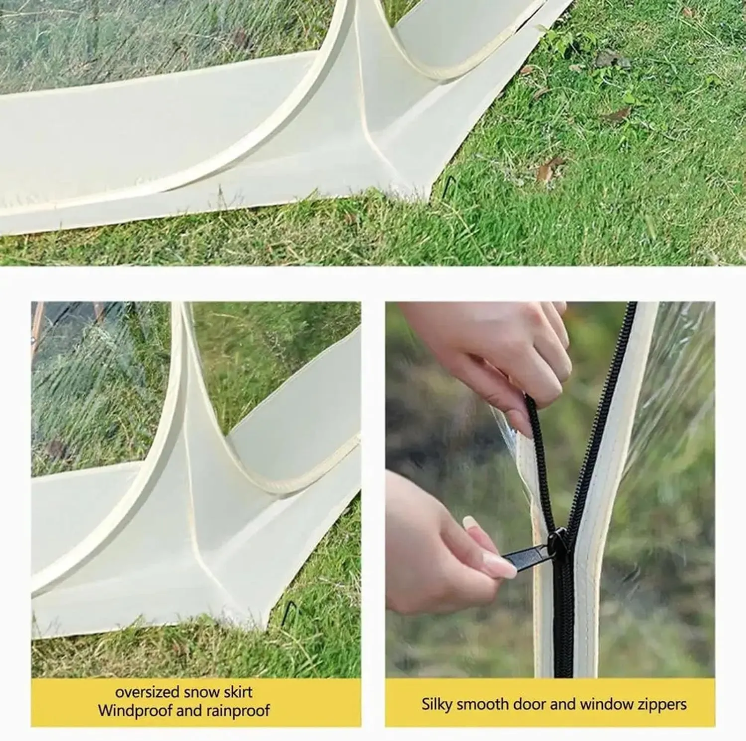 Glamping Tent Bell Tent, 4 Seasons Yurt Tent Luxury Canvas Tents for Family Camping Outdoor Hunting Party - Breathable Hot Tent for 4/8 Person