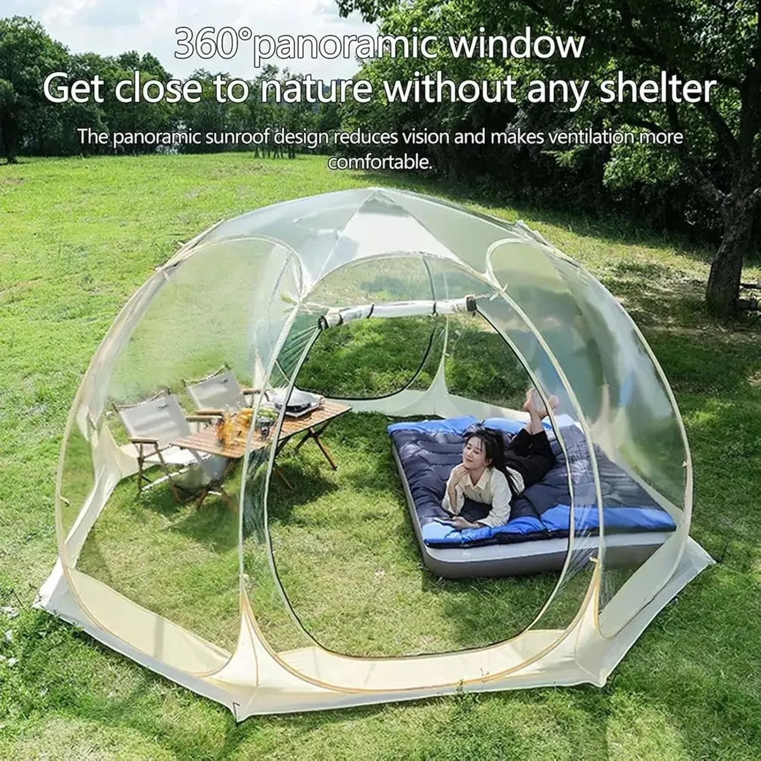Glamping Tent Bell Tent, 4 Seasons Yurt Tent Luxury Canvas Tents for Family Camping Outdoor Hunting Party - Breathable Hot Tent for 4/8 Person