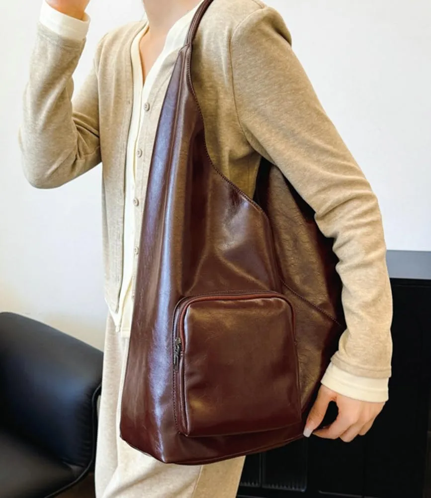 Glossy Vegan Leather Tote Bag for Women Large Shoulder Bag Casual Work Handbag Travel Purse Top Handle Satchels
