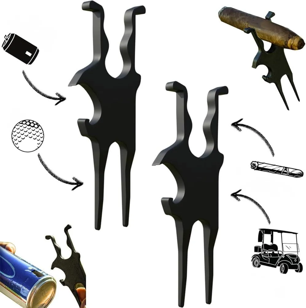Golf Holder Divot Tool,3-in-1 Golf Holder Tool,with Beer Shotgun Opener for Carts,Magnetic Holders for Golf Cart,Clip & Beer Shotgun Opener Clamp,Golf Multi-Tools