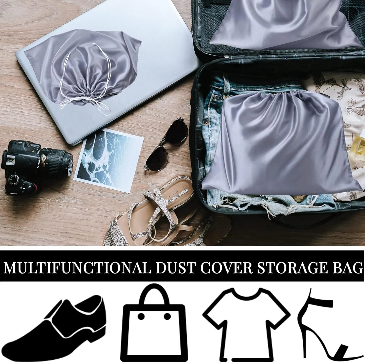 GONGKANGYUAN 30 Pack Dust Bags for Handbags Travel Storage Pouch, Silk Handbag Dust Cover Bags for Purses Pocketbooks Shoes Boots