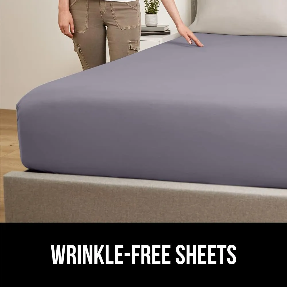 GORILLA GRIP Patent Pending Bed Sheet Holders, Adjustable Elastic Fasteners with Metal Clips, Keep in Place Fitted Bedding Straps, Easy Install Suspenders Mattress, Firm Tight, 8 Pack White