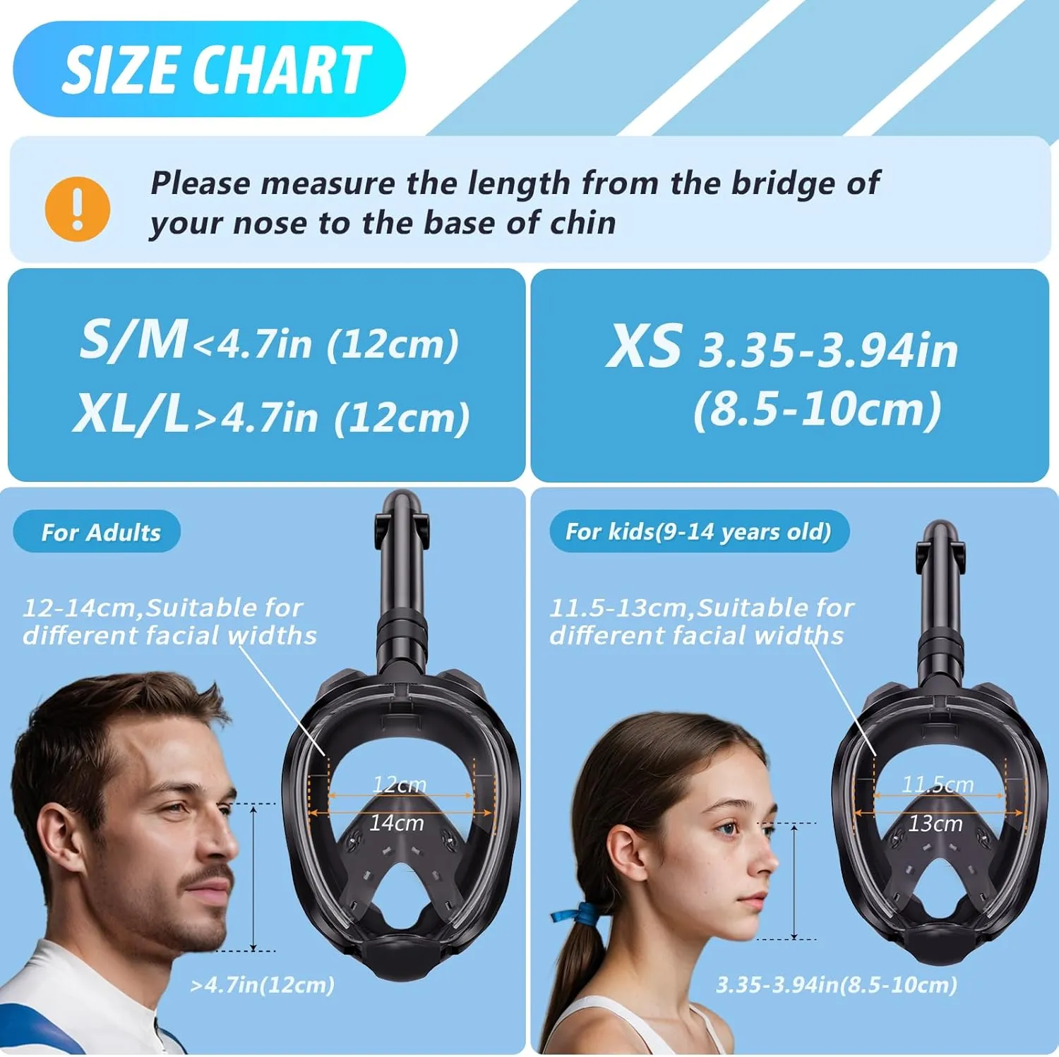 Greatever G2 Adults Kids Full Face Snorkel Mask 2 Pcs,Snorkeling Gear with Latest Dry Top System,Foldable 180 Degree Panoramic View,Safe Breathing,Anti-Leak&Anti-Fog Snorkeling Mask with Camera Mount