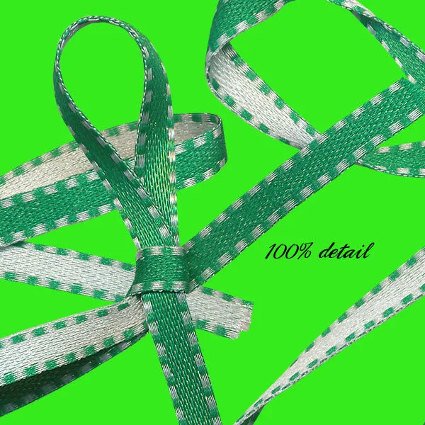 Green & White Reverse Ribbons