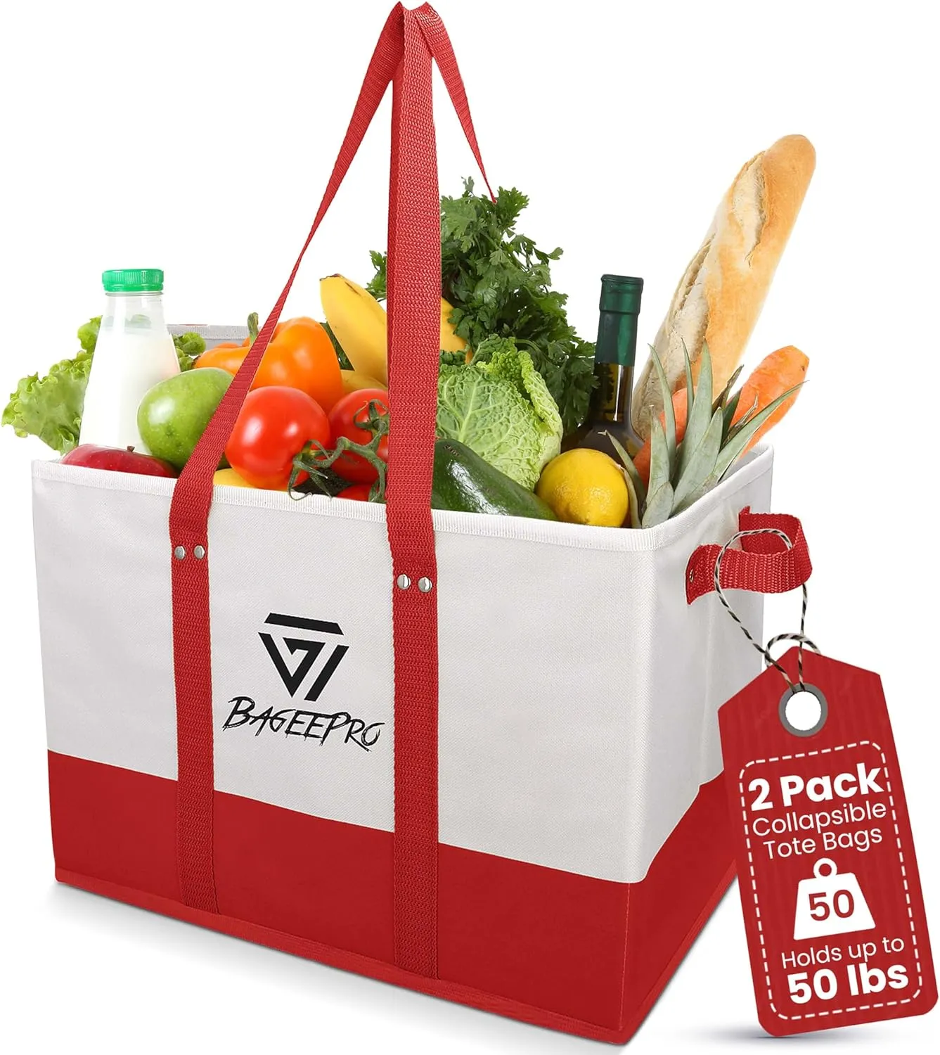 Grocery Bags Shopping Bags Large Shopping Bags with Handles for Food & Storage Foldable Grocery Totes 2 Packs