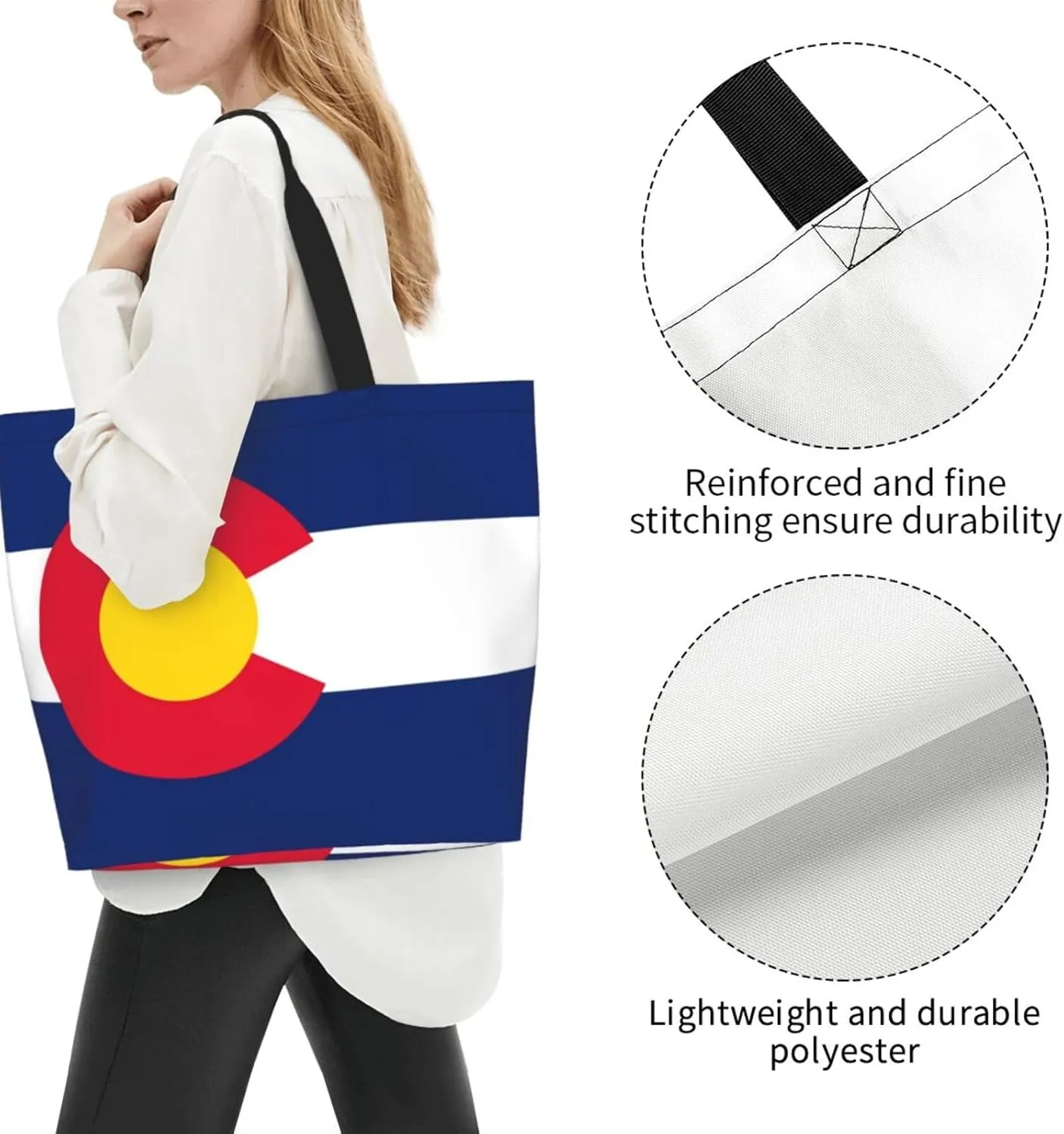 GTEVUTS State Flag Grocery Bag Large Handbag Reusable Shoulder Totes Bags-Cute Beach Bag Shopping Bag for Travel Outdoor