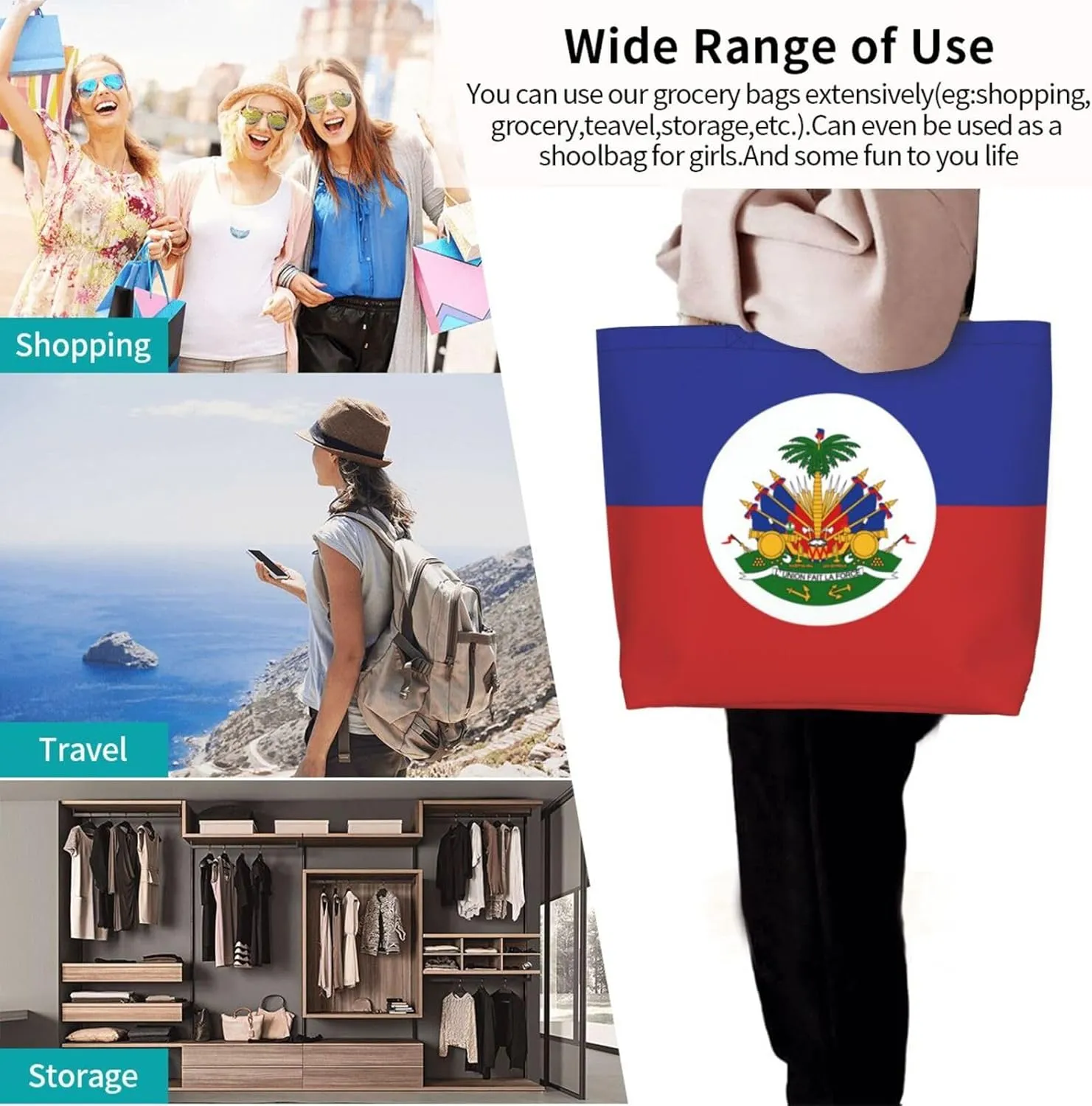 GTEVUTS State Flag Grocery Bag Large Handbag Reusable Shoulder Totes Bags-Cute Beach Bag Shopping Bag for Travel Outdoor