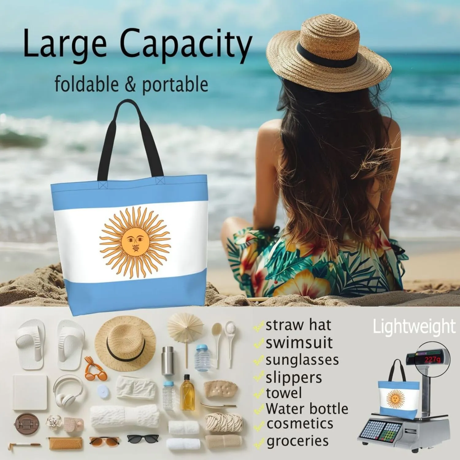 GTEVUTS State Flag Grocery Bag Large Handbag Reusable Shoulder Totes Bags-Cute Beach Bag Shopping Bag for Travel Outdoor
