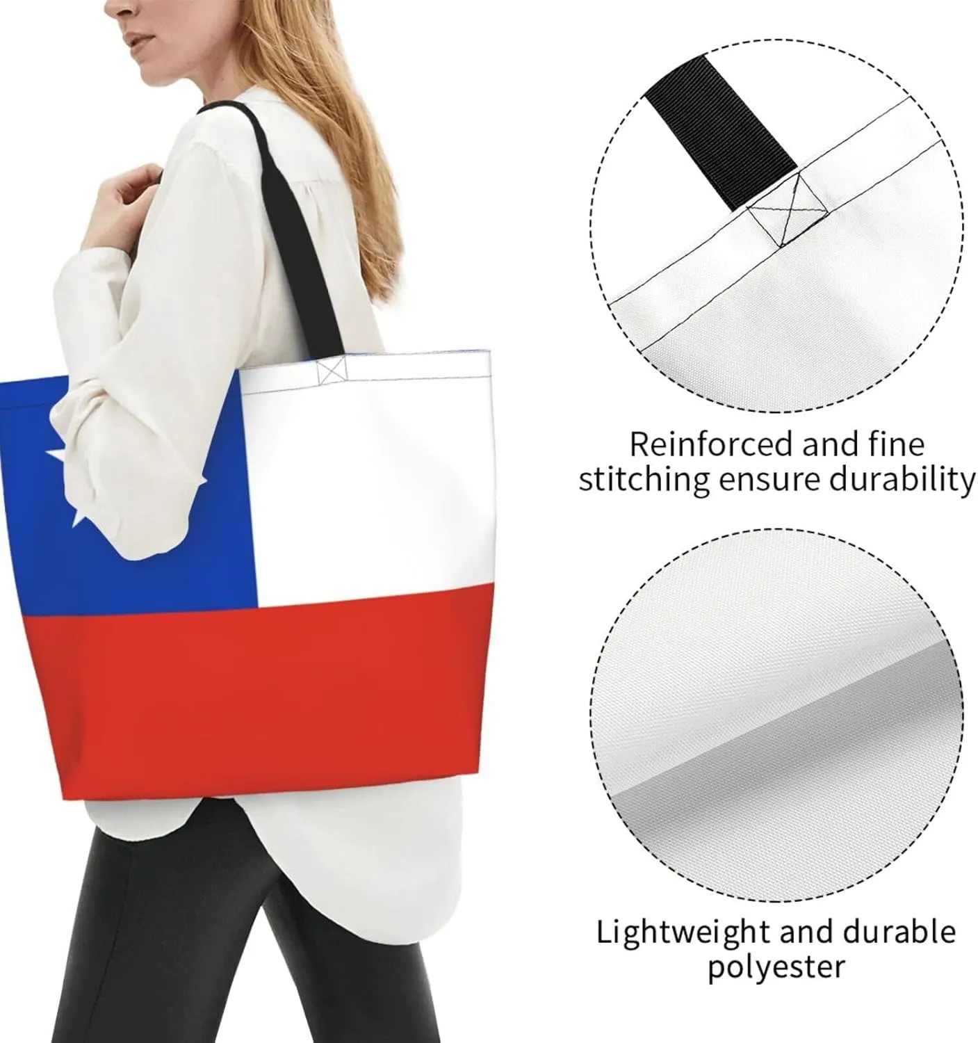GTEVUTS Texas Flag Grocery Bag Large Handbag Reusable Shoulder Totes Bags-Cute Beach Bag for Women Men Travel Outdoor
