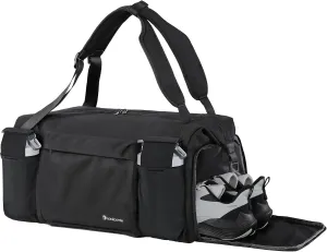 Gym Bag for Men with 2 Upgraded Bottle Holders Convertible Duffle Bag and Gym Backpack Waterproof Sports Bags with Shoes Compartment and Wet Pocket - Black