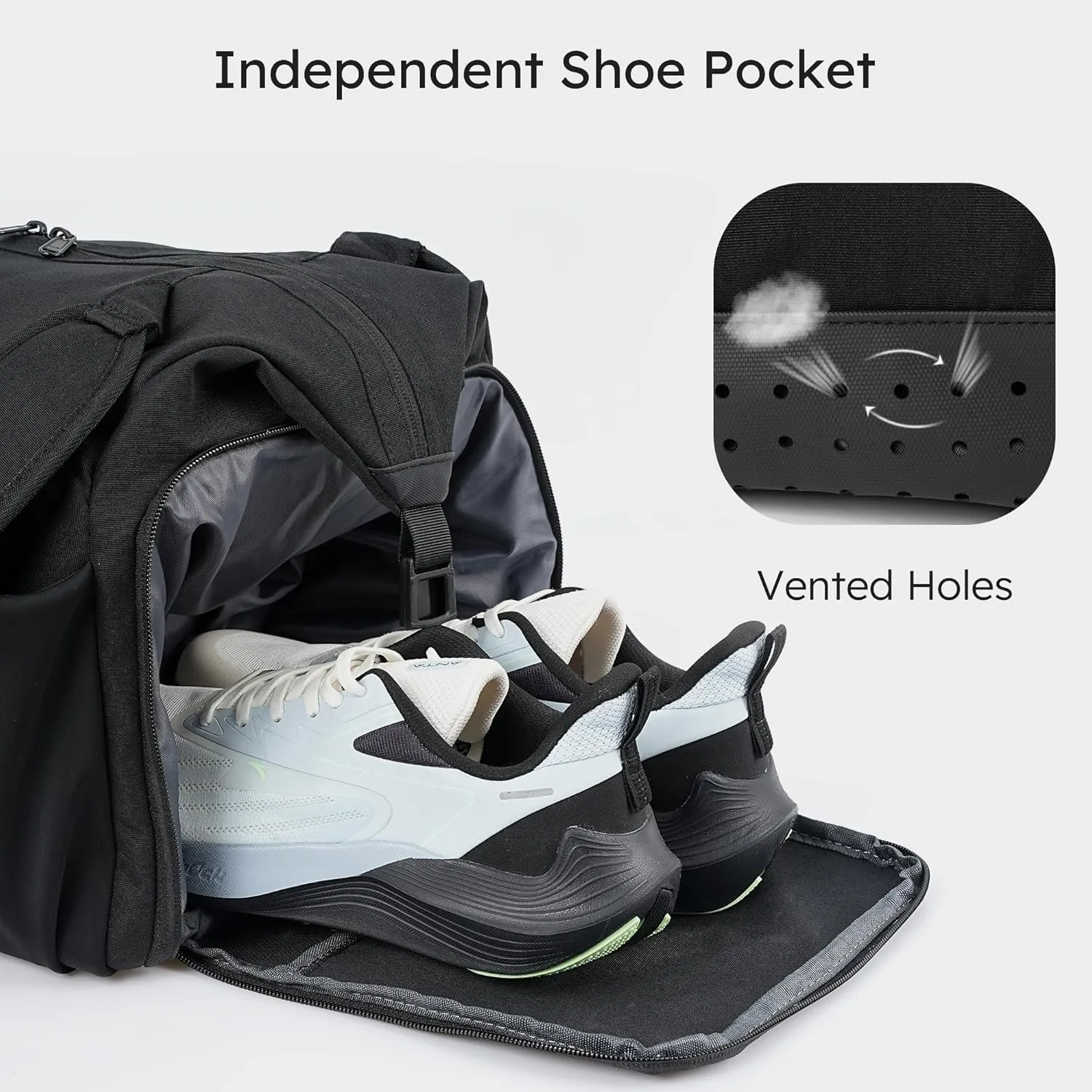 Gym Bag for Men with 2 Upgraded Bottle Holders Convertible Duffle Bag and Gym Backpack Waterproof Sports Bags with Shoes Compartment and Wet Pocket - Black