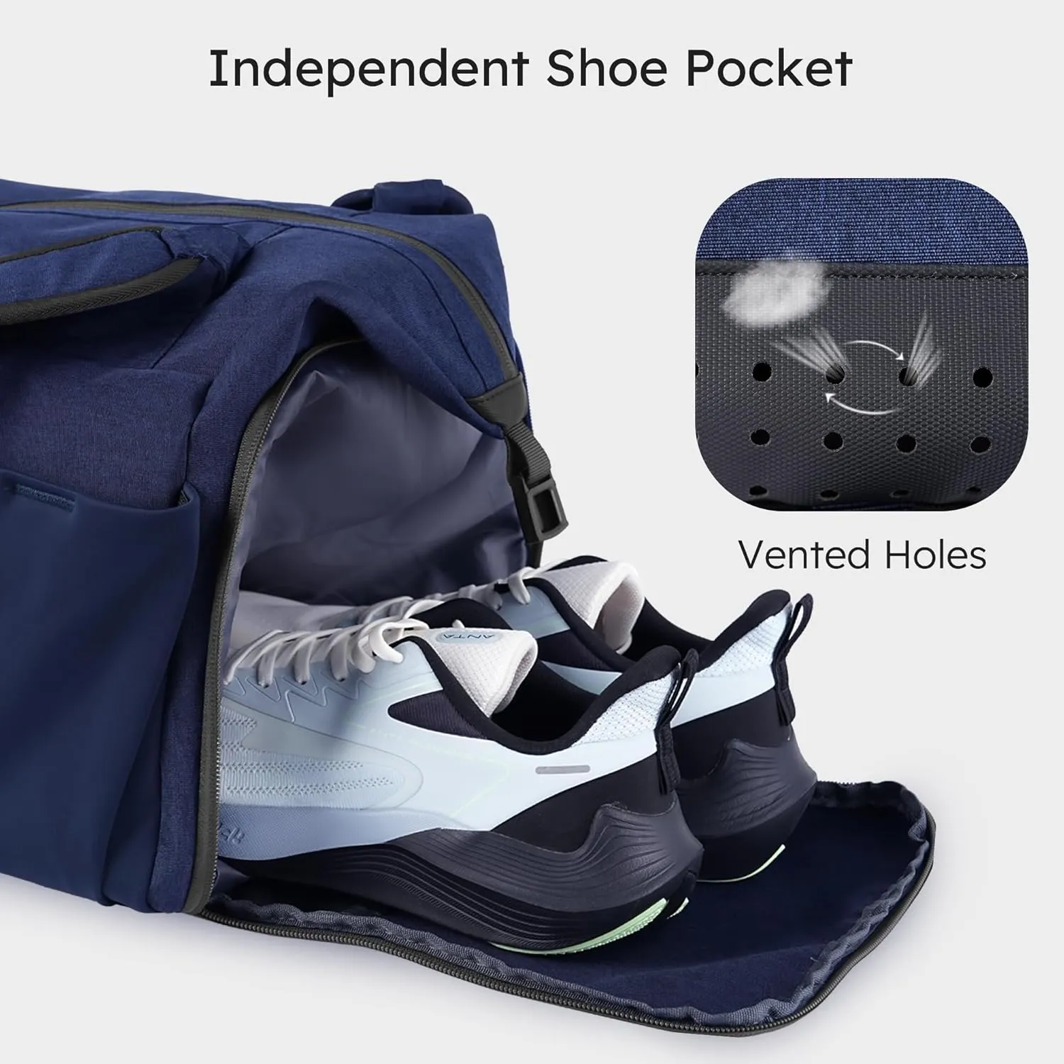 Gym Bag for Men with 2 Upgraded Bottle Holders Convertible Duffle Bag and Gym Backpack Waterproof Sports Bags with Shoes Compartment and Wet Pocket - Dark Blue