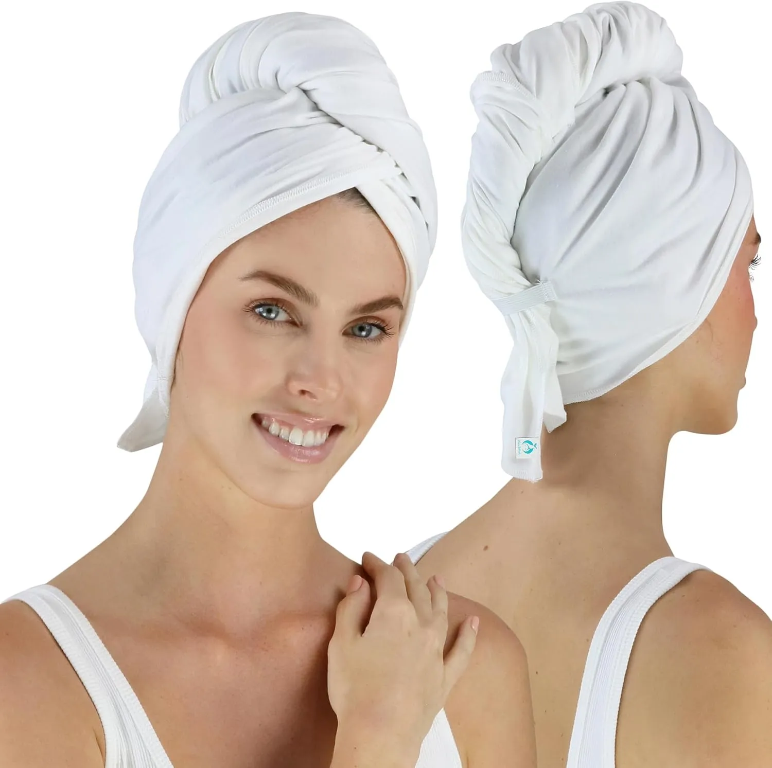 Hair RePear Anti Frizz Premium Cotton Hair Towel Wrap, Wet Hair Towel Wrap for Women, Plop Scrunch Curly, Wavy, Straight Hair (White, 21” x 44”)