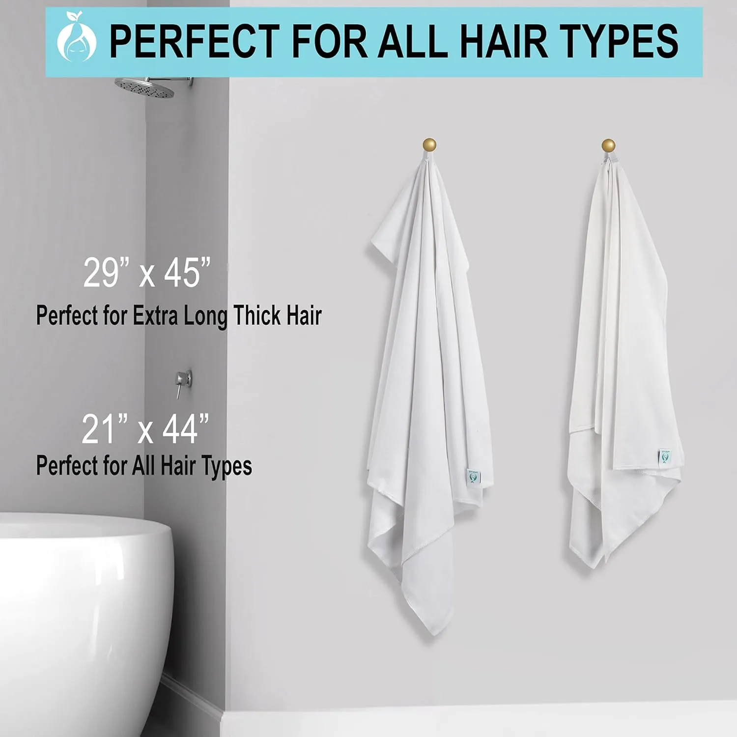 Hair RePear Anti Frizz Premium Cotton Hair Towel Wrap, Wet Hair Towel Wrap for Women, Plop Scrunch Curly, Wavy, Straight Hair (White, 29” x 45”)