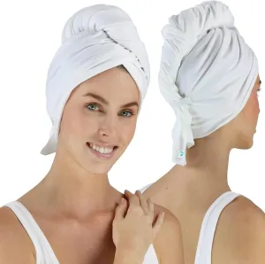 Hair RePear Anti Frizz Premium Cotton Hair Towel Wrap, Wet Hair Towel Wrap for Women, Plop Scrunch Curly, Wavy, Straight Hair (White, 29” x 45”)