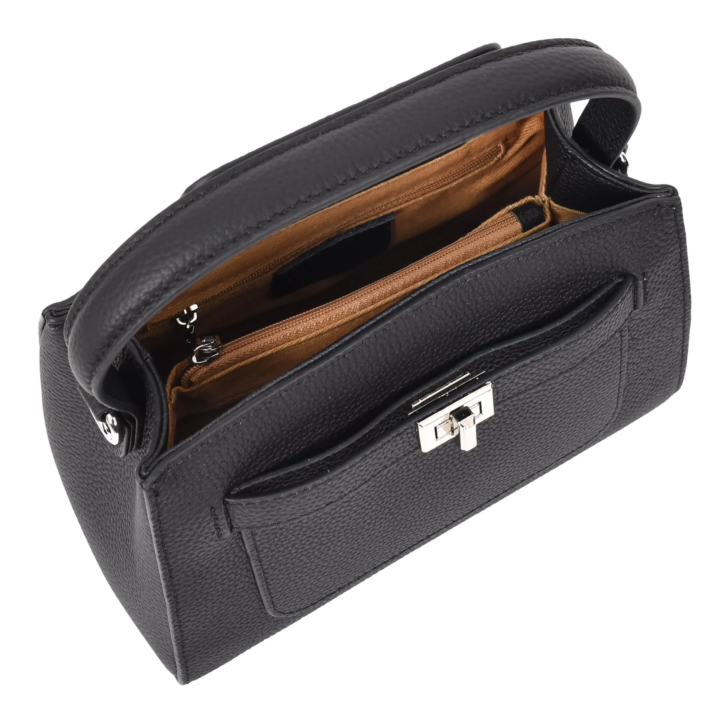 Halifax Women Small Leather Top Handle Shoulder Handbag  Black