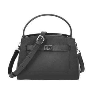 Halifax Women Small Leather Top Handle Shoulder Handbag  Black