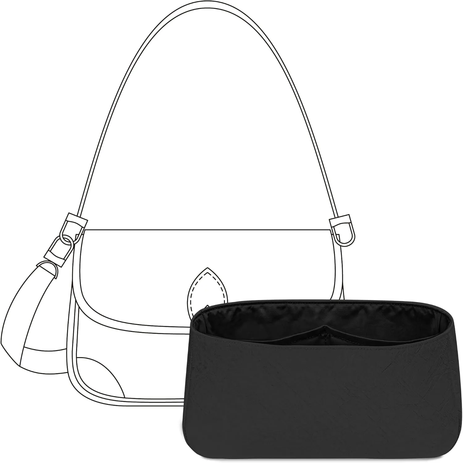 Handbag Organizer Insert for LV Diane, Custom Fit Inside Premium Matte Black Lightweight Water Resistant Purse Insert