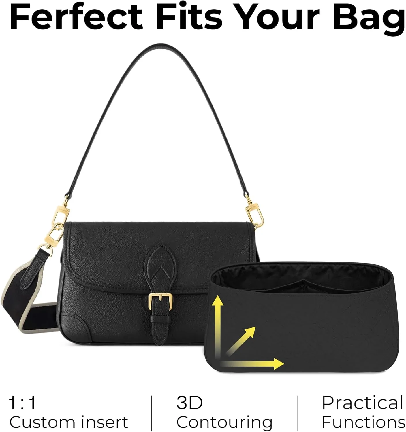 Handbag Organizer Insert for LV Diane, Custom Fit Inside Premium Matte Black Lightweight Water Resistant Purse Insert