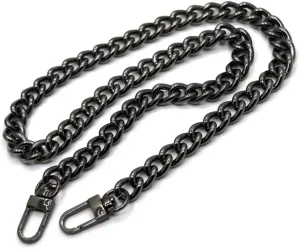 Handbag Strap Aluminum Chains Gold, Silver, Gun Black 10mm Replacement Purse Chain Shoulder Crossbody Bag Chain Straps Cross Body Bag Strap(Black,160cm)